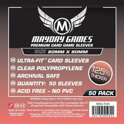 Mayday -  Premium Medium Square Card Sleeves Pack of 50 - 80 MMx80 MM