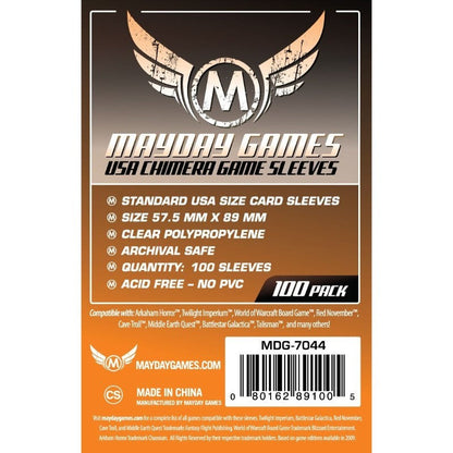 Mayday -  USA Chimera Game Sleeves Pack of 100 - 57.5 MMx89 MM Orange