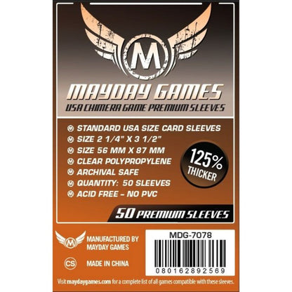 Mayday -  Premium USA Chimera Game Sleeves Pack of 50 - 57.5 MMx89 MM Orange