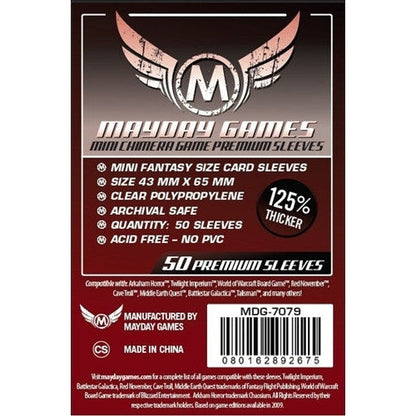 Mayday -  Premium Mini Chimera Game Sleeves Pack of 50 - 43 MMx65 MM Dark Red