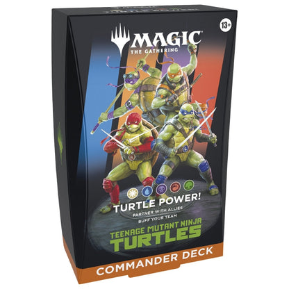 Magic the Gathering Teenage Mutant Ninja Turtles Commander Deck Turtle Power WHITE/BLUE/BLACK/RED/GREEN 4 Decks Per Display