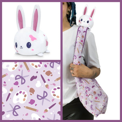 Tee Turtle - Plushie Tote Bag - Light Purple Crafting Tote Bag and White Crafting Bunny Plushie