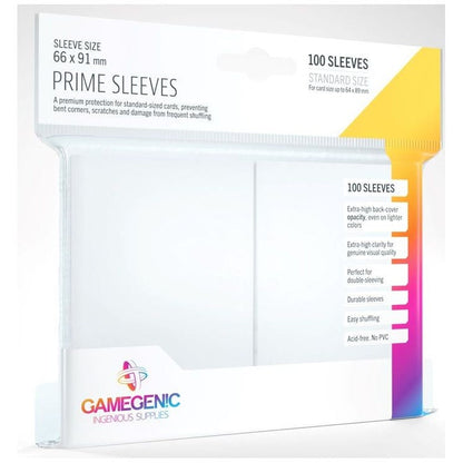 Gamegenic Prime Card Sleeves White 66mmx91mm 100 Sleeves Per Pack