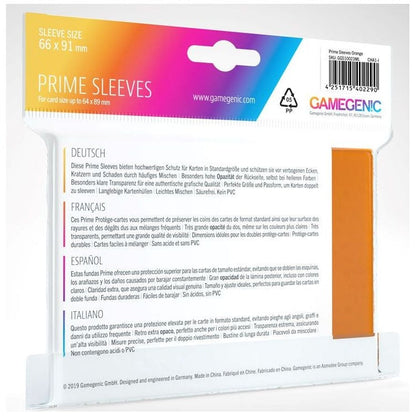 Gamegenic Prime Card Sleeves Orange 66mmx91mm 100 Sleeves Per Pack