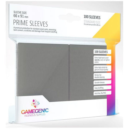 Gamegenic Prime Card Sleeves Dark Gray 66mmx91mm 100 Sleeves Per Pack