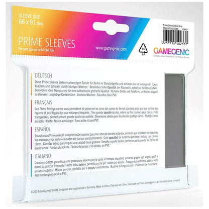 Gamegenic Prime Card Sleeves Dark Gray 66mmx91mm 100 Sleeves Per Pack