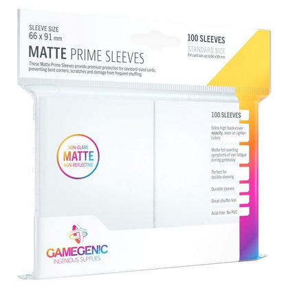 Gamegenic Matte Prime Card Sleeves White 66mmx91mm 100 Sleeves Per Pack