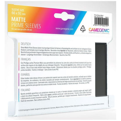 Gamegenic Matte Prime Card Sleeves Black 66mmx91mm 100 Sleeves Per Pack