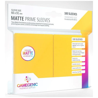 Gamegenic Matte Prime Card Sleeves Yellow 66mmx91mm 100 Sleeves Per Pack