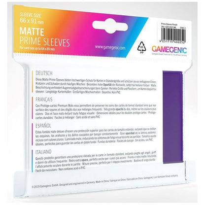 Gamegenic Matte Prime Card Sleeves Purple 66mmx91mm 100 Sleeves Per Pack