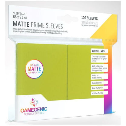 Gamegenic Matte Prime Card Sleeves Lime 66mmx91mm 100 Sleeves Per Pack