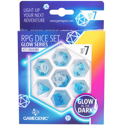 Gamegenic Glow Series - Icy Crumbs - RPG Dice Set 7 pcs