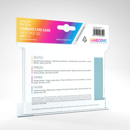 Gamegenic Prime Board Game Sleeves Value Pack - Standard Size 66mmx91mm 200 Sleeves per Pack
