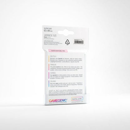 Gamegenic Prime Japanese Sized Sleeves - Size Code PINK - Sleeve Colour White 62mmx89mm 60 Sleeves Per Pack
