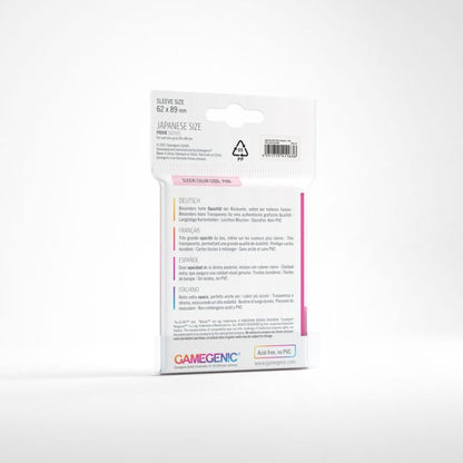 Gamegenic Prime Japanese Sized Sleeves - Size Code PINK - Sleeve Colour Pink 62mmx89mm 60 Sleeves Per Pack