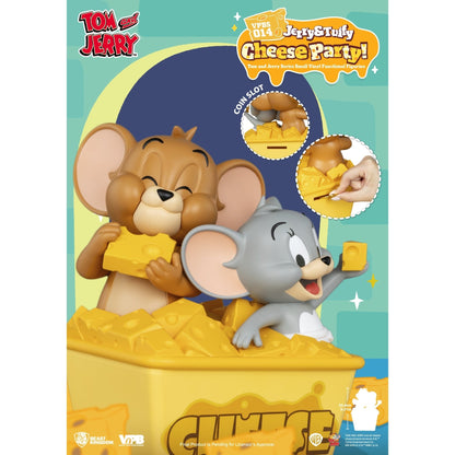 Beast Kingdom Piggy Bank Small Tom and Jerry Vinyl Functional Figurine Jerry & Tuffy Cheese Party! Figurine