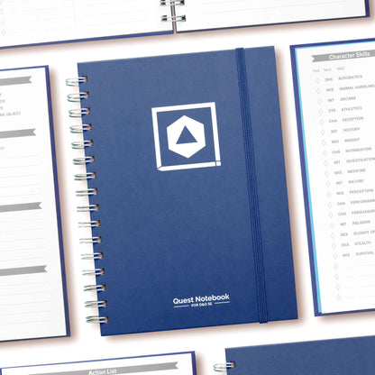 D&D Character Quest Notebook - Heroic Blue Dungeons & Dragons Game