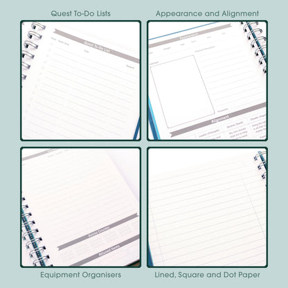 D&D Character Quest Notebook - Heroic Blue Dungeons & Dragons Game