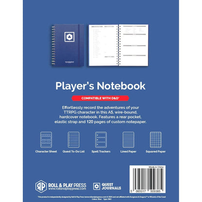 D&D Character Quest Notebook - Heroic Blue Dungeons & Dragons Game