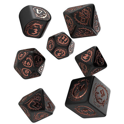 Q-Workshop Dragons Modern Dice Set - Black & Copper