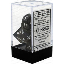 D7-Die Set Dice Translucent Polyhedral Smoke/White 7 Dice in Display