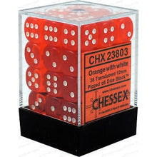 D6 Dice Translucent 12mm Orange/White 36 Dice in Display