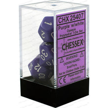 D7-Die Set Dice Opaque Polyhedral Purple/White 7 Dice in Display
