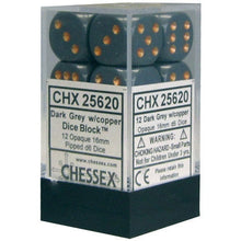 D6 Dice Opaque 16mm Dark Grey/Copper 12 Dice in Display