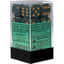 D6 Dice Speckled 16mm Golden Recon 12 Dice in Display