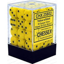 D6 Dice Opaque 12mm Yellow/Black 36 Dice in Display