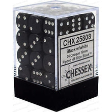 Chessex D6 Opaque 12mm d6 Black/white Dice Block 36 dice