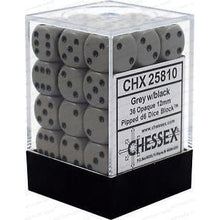 D6 Dice Opaque 12mm Dark Grey/Black 36 Dice in Display