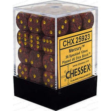 D6 Dice Speckled 12mm Mercury 36 Dice in Display