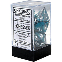 D7-Die Set Dice Gemini Polyhedral Steel-Teal/White 7 Dice in Display