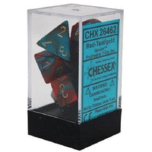 D7-Die Set Dice Gemini Polyhedral Red-Teal/Gold 7 Dice in Display