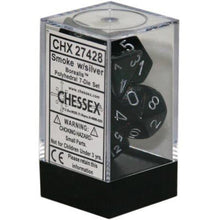 D7-Die Set Dice Borealis Polyhedral Smoke/Silver 7 Dice in Display