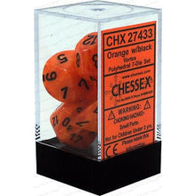 D7-Die Set Dice Vortex Polyhedral Orange/Black 7 Dice in Display