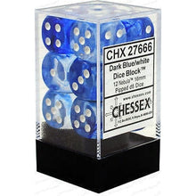 D6 Dice Nebula 16mm Dark Blue/White 12 Dice in Display