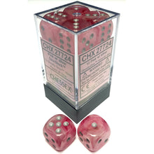D6 Dice Ghostly Glow 16mm Pink/Silver 12 Dice in Display