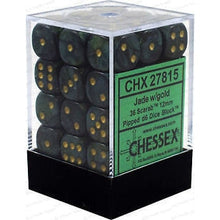 Chessex D6 Scarab 12mm d6 Jade/gold Dice Block 36 dice