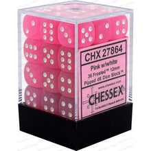 D6 Dice Frosted 12mm Pink/White 36 Dice in Display