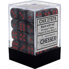 Chessex D6 Velvet 12mm d6 Black/red Dice Block 36 dice