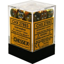 Chessex D6 Lustrous 12mm d6 Gold/silver Dice Block 36 dice