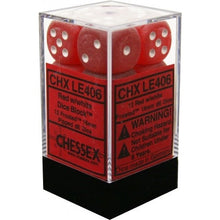 D6 Dice Frosted 16mm Red/White 12 Dice in Display
