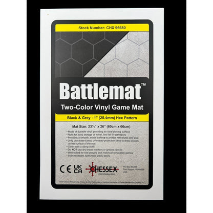 Battlemat 1" Reversible Black-Grey Hexes 23 ½"x26" Playing Surface