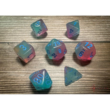 Chessex D7-Die Set Gemini Polyhedral Gel Green-Pink/blue Luminary 7-Die Set
