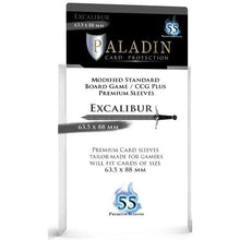 Paladin Modified Premium Excalibur Clear Sleeves - 63.5x88 mm 55 Sleeves Per Pack