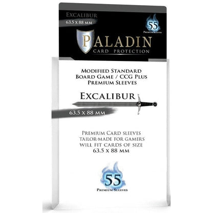 Paladin Modified Premium Excalibur Clear Sleeves - 63.5x88 mm 55 Sleeves Per Pack