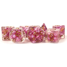 MDG Resin Pearl Polyhedral Dice Set 16mm - Pink with Copper Numbers