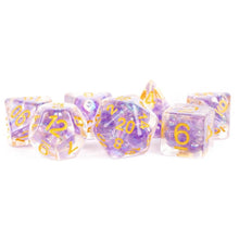 MDG Resin Polyhedral Dice Set 16mm - Pearl Purple with Gold Numbers